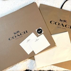 X large Coach gift box/Gift bag/tissue paper/embossed card & envelope/sticker